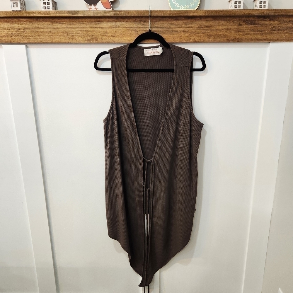 Vintage 80s Marsha and Julio Componix Shawl Vest Brown Size Large Made in USA
